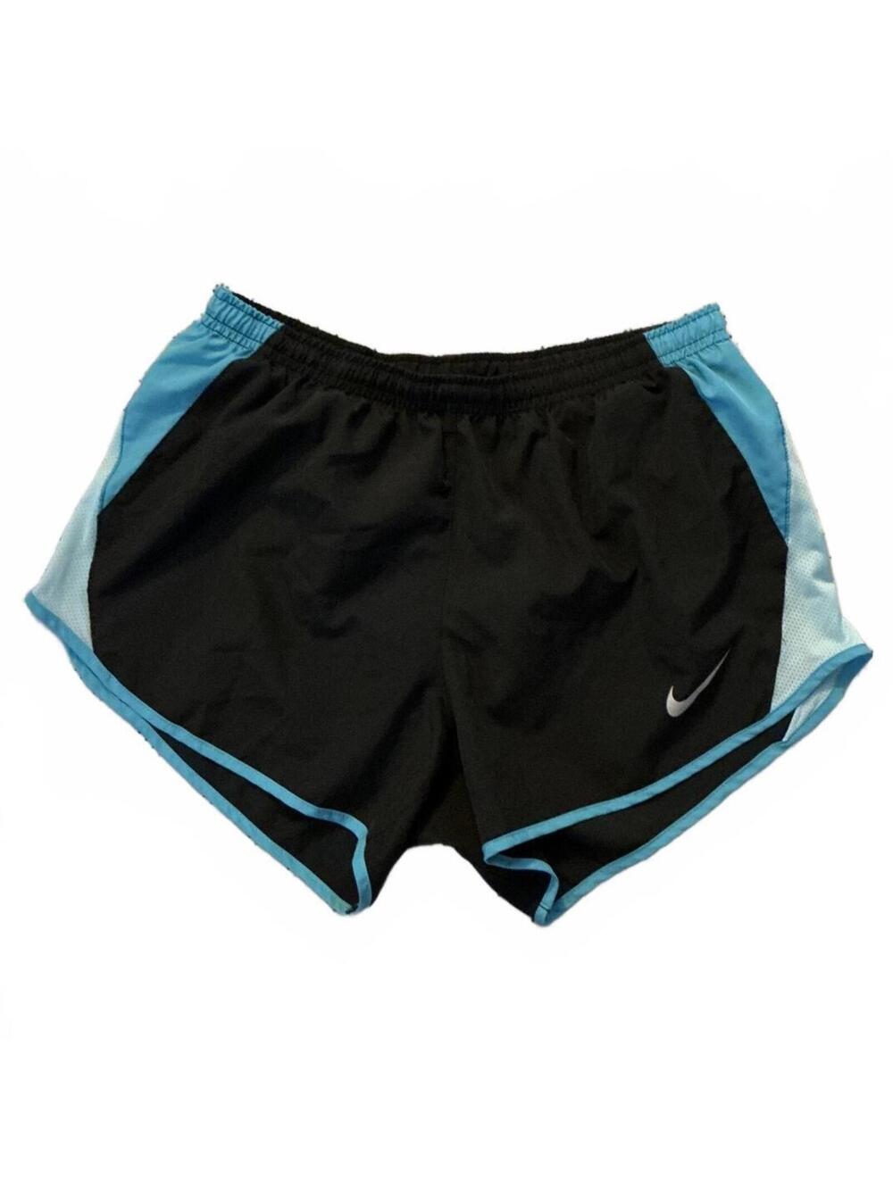 Nike Dri Fit Jogging Running Athletic Shorts Lined Sz Small Black & Teal Blue